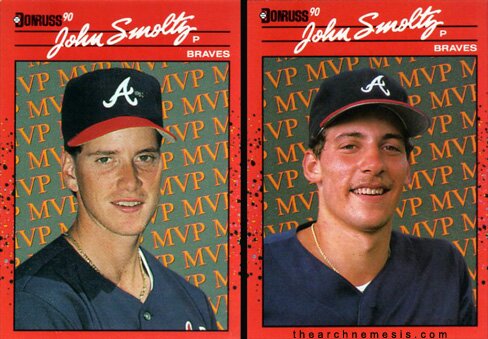 TOm Glavine John Smoltz Error Card Donruss 1990